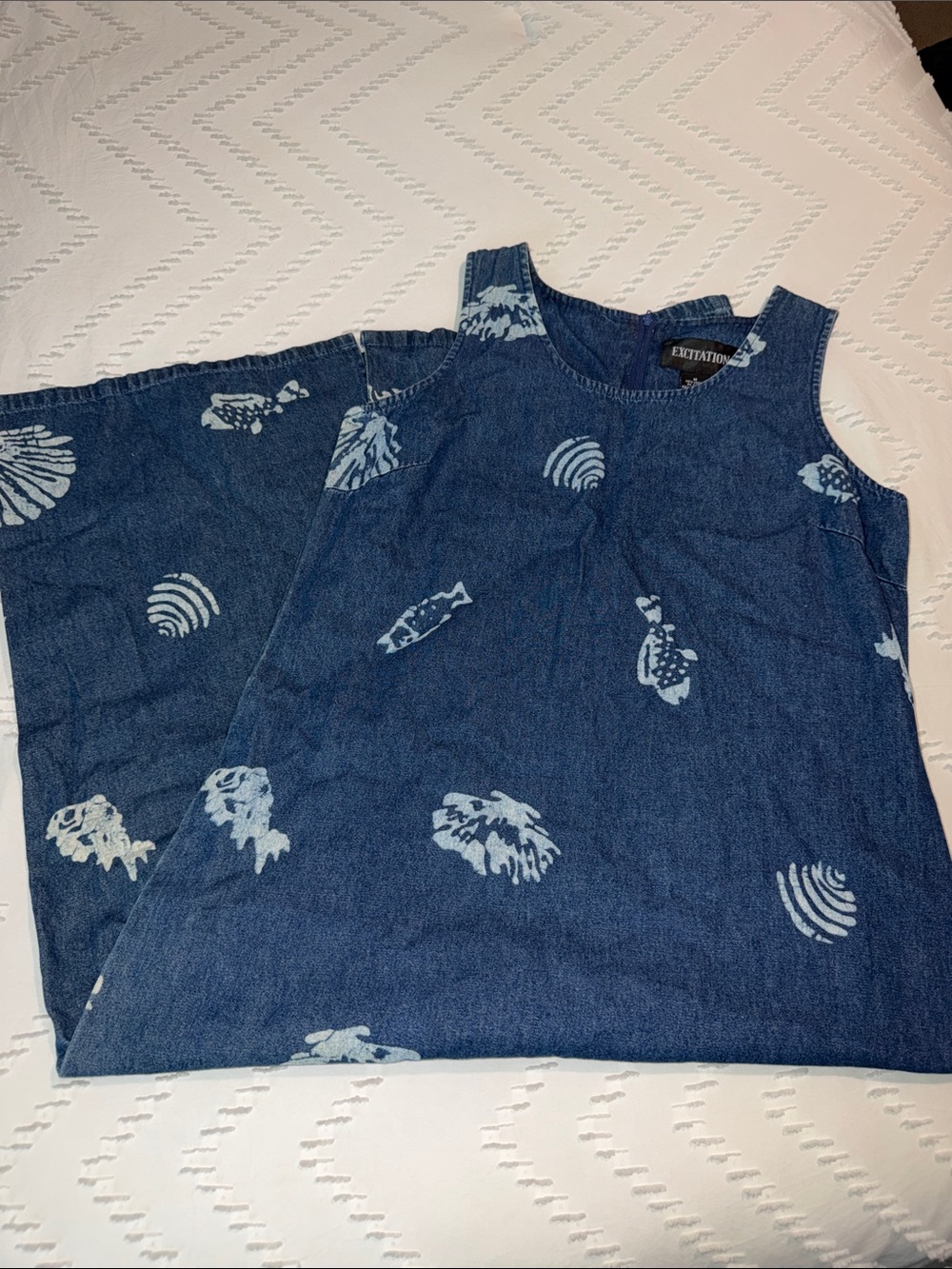 GUC Women's Vintage Excitation 100% Cotton Denim Shell Print M Sleeveless